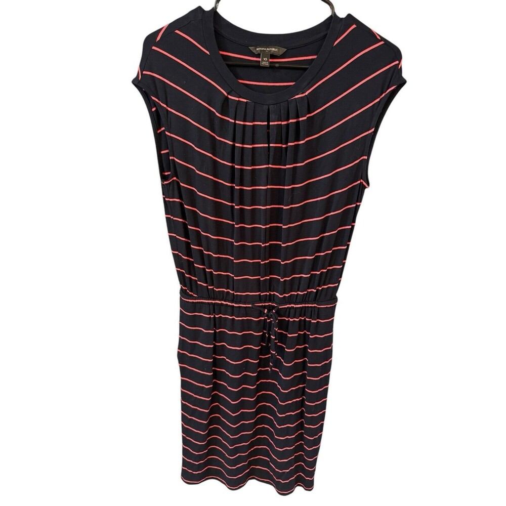 Banana Republic Striped Dress w/ Pockets-Sz XS Keyhole Detail, Drawstring Waist
